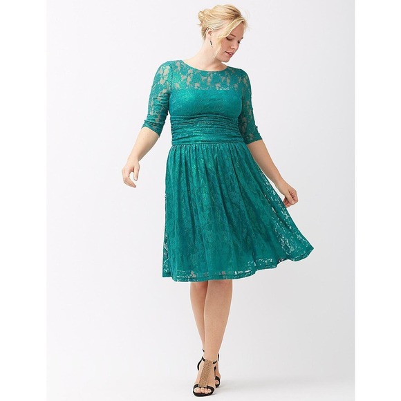 Kiyonna Dresses & Skirts - Kiyonnas Dress 2X Limited Ed Radiance Green Party Glimmer Colorful Fit and Flare